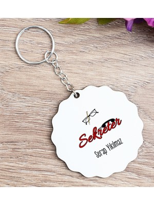 Hediye Dükkanı Kişiye Özel  Sekreter Ahşap Anahtarlık