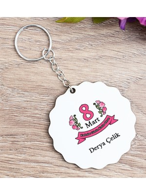 Hediye Dükkanı Kişiye Özel  Kadınlar Günü Hediyesi Ahşap Anahtarlık
