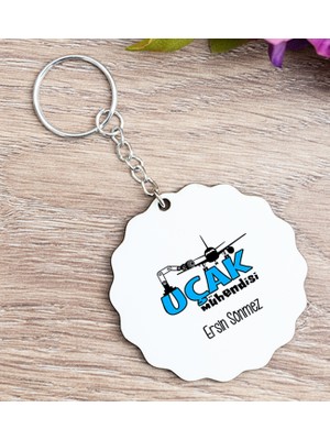 Hediye Dükkanı Kişiye Özel  Uçak Mühendisi Ahşap Anahtarlık