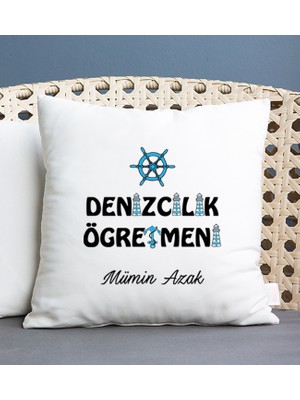 Hediye Dükkanı Kişiye Özel  Denizcilik Öğretmeni Kare Yastık