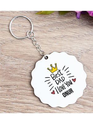 Hediye Dükkanı Kişiye Özel  Best Dad Ahşap Anahtarlık