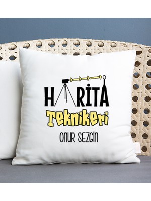 Hediye Dükkanı Kişiye Özel  Harita Teknikeri Kare Yastık