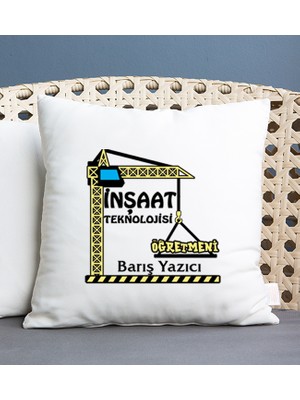 Hediye Dükkanı Kişiye Özel  Inşaat Teknolojisi Öğretmeni Kare Yastık