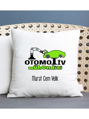 Hediye Dükkanı Kişiye Özel  Otomotiv Mühendisi Kare Yastık