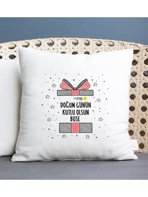 Hediye Dükkanı Kişiye Özel  Doğum Günü Hediyesi Kare Yastık