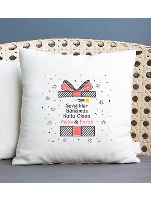 Hediye Dükkanı Kişiye Özel  Sevgililer Günü Hediyesi  Kare Yastık