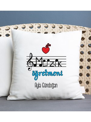 Hediye Dükkanı Kişiye Özel  Müzik Öğretmeni Kare Yastık