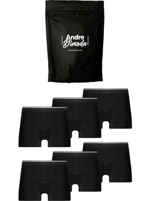 Merish Erkek 6'lı Boxer  Kumaş Premium Paket Özel Dizayn Düz Likralı Boxer Şort Çeyizlik Hediyelik Kutulu Ürün