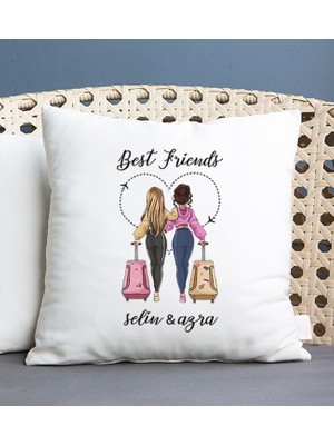 Hediye Dükkanı Kişiye Özel  Best Friends Kare Yastık