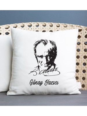 Hediye Dükkanı Kişiye Özel  Atatürk Siluetli Kare Yastık