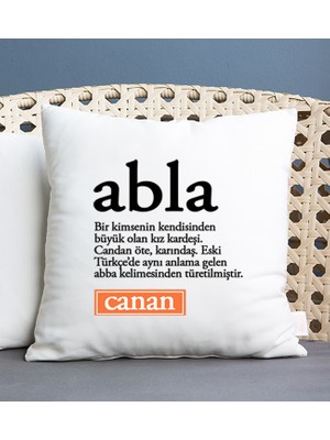 Hediye Dükkanı Kişiye Özel  Abla Kelime Anlamı Kare Yastık