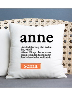 Hediye Dükkanı Kişiye Özel  Anne Kelime Anlamı Kare Yastık