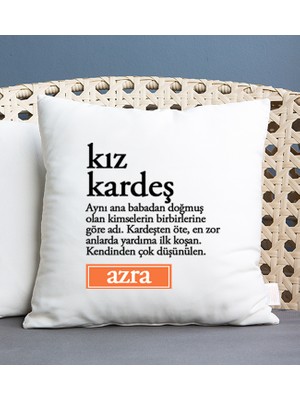 Hediye Dükkanı Kişiye Özel  Kız Kardeş Kelime Anlamı Kare Yastık