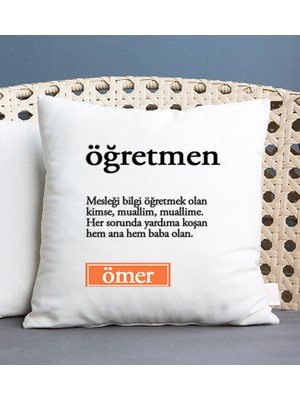 Hediye Dükkanı Kişiye Özel  Öğretmen Kelime Anlamı Kare Yastık