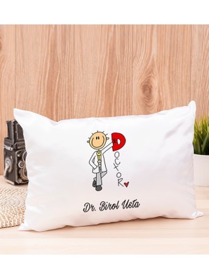Hediye Dükkanı Kişiye Özel  Doktor Karikatürü Dikdörtgen Yastık