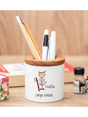 Hediye Dükkanı Kişiye Özel  Bayan Diş Hekimi Karikatürü Kalemlik