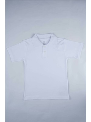 Miniko Kids Kısa Kol Polo Yaka Beyaz Lakos Okul Tişörtü
