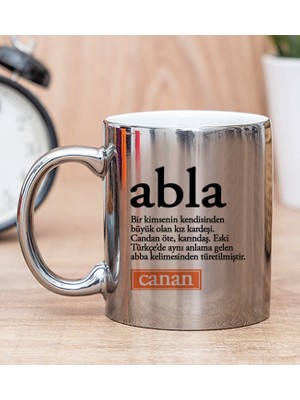 Hediye Dükkanı Kişiye Özel  Abla Kelime Anlamı Silver Kupa Bardak