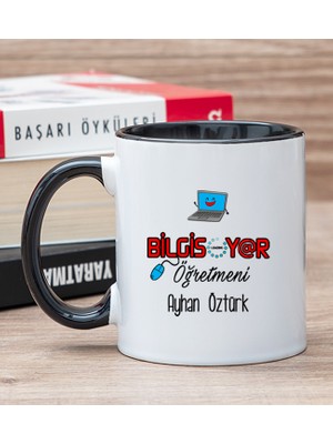 Hediye Dükkanı Kişiye Özel  Bilgisayar Öğretmeni Siyah Kupa Bardak