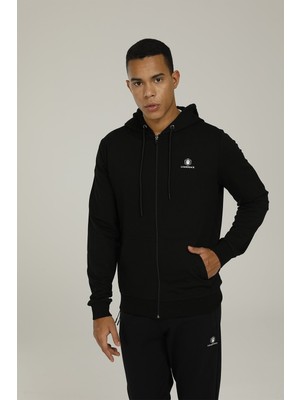 Lumberjack SN72 Basic Full Zıp Hoodı Siyah Erkek Eşofman Üstü