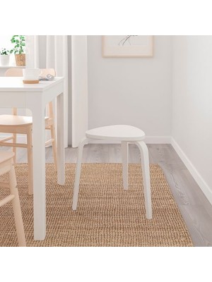 IKEA Beyaz Renk Tabure 42X48X45 cm  Huş Ağacı Tabure-Sandalye Tekli