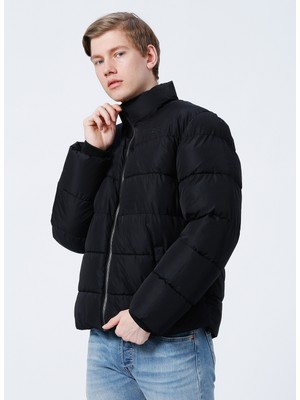 Only & Sons Dik Yaka  Normal Kalıp Düz Siyah Erkek Mont  -  Onsmelvin Life Quilted Jacket Otw V