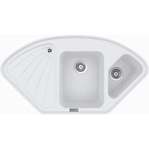 POLEX Cristalüx Granit Evye P-CR1 Beyaz Tezgah Altı Ve Tezgah Üstü Mutfak Evyesi 104,5x57cm