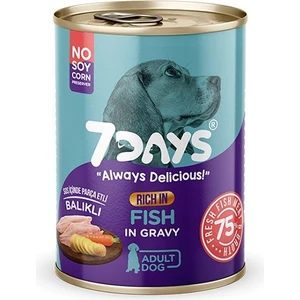7days Tahılsız Taze Balık Etli Soslu Yetişkin Köpek Konservesi 415 gr