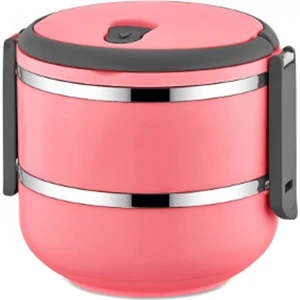 2 Katlı Sızdırmaz Yemek Termosu Sefer Tası Saklama Kabı Pembe 1,50 Litre Pembe