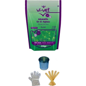 Vivet Granül Ağda Azulen Yedek 250gr(Boncuk Ağda) Full Set   Cezve   Eldiven   Spatula