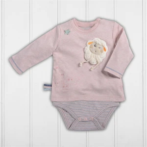 Organik Uzun Kollu Tshirt Bebek Body Pembe Melanj