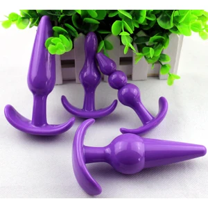 Anal Vajinal Dildo Tıpa 4'lü Mor Anal Plug Set