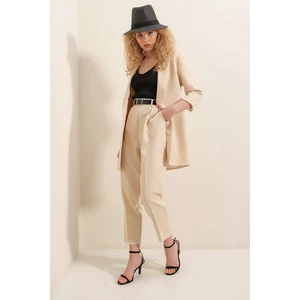 Kemerli Arka Lastik Pantolon