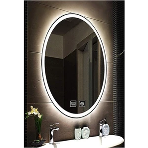 Global Led Mirror 55X75 cm Dokunmatik Tuşlu Buğu Yapmayan Ledli Elips Banyo Aynası