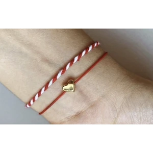 Home Art Nova 2li Marteniçka ve Kalpli Ip Bileklik Kırmızı Beyaz