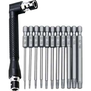 Guangdong Spirit 12 Adet Set 1 4 Inç Altıgen Şaft ve L Şekilli Anahtar Seti T6 T40 3 Inç Uzunluk S2 Çelik Torx Başlı Tornavida Matkap Uçları