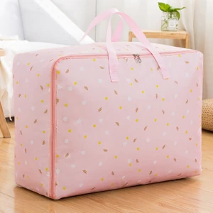 Oxford Kumaş Yorgan Saklama Çantası, Özellikler: 55X33X20Cm Pembe Alt Çiçek  (Yurt Dışından)