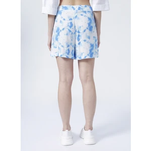 Yüksek Bel Dar Kalıp Beyaz- Mavi Kadın Şort - K-Lenget