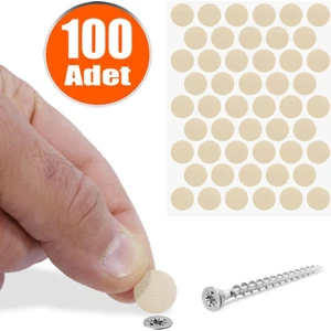 Yapışkanlı Vida Tapası Tıpası Krem Vida Kapatıcı Kapağı (100 Adet)