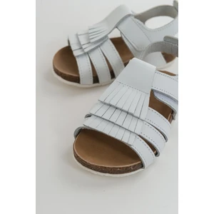 mnpc Kız Çocuk Beyaz Deri Ortopedik Destekli Çocuk Sandalet