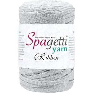Spagettiyarn Beyaz Simli Ribbon Ip (Gümüş Sim)