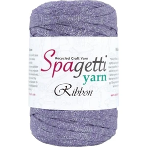 Spagettiyarn Lila Simli Ribbon Ip (Gümüş Sim)