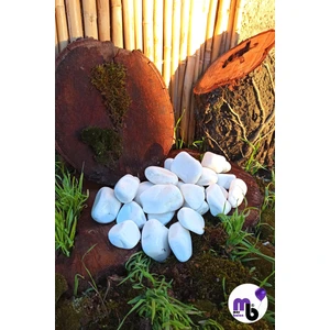 Mor Balon 1 kg  4 - 6 cm Dolomit Taş Tamburlanmış Beyaz Dekoratif Akvaryum Taşı Süs Taşı