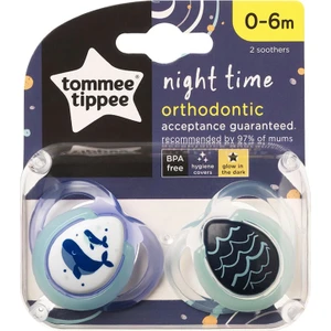 Tommee Tippee Ortodontik Gece Emziği 2'li 0-6 Ay Desenli