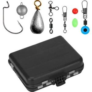 165X Premium Sazan Olta Takımı Kutusu Kurşun Lavabo Döner Snaps Stoper Kanca Siyah (Yurt Dışından)