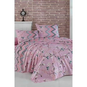 Evlen Home Collection Çift Kişilik Çarşaf Seti Pamuk Desenli Logan Koyu Pudra