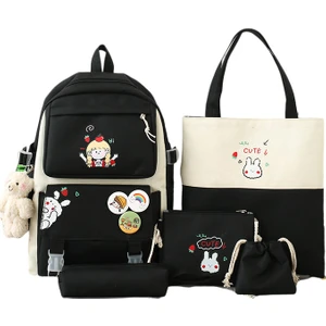 4 Parça Büyük Kapasiteli Okul Çantası Seti (Yurt Dışından)