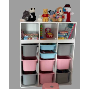 Oyuncak Dolabım Kitaplıklı Oyuncak Dolabı Batu 2 Mdf
