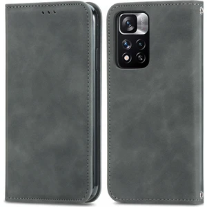 Cilt Deri Kılıf Xiaomi Redmi Not 11 Pro / 11 Pro + Gri (Yurt Dışından)