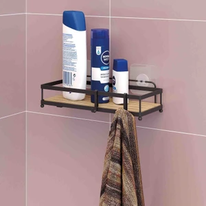 Yapışkanlı Kancalı Banyo&mutfak Rafı Mat Siyah ST180H